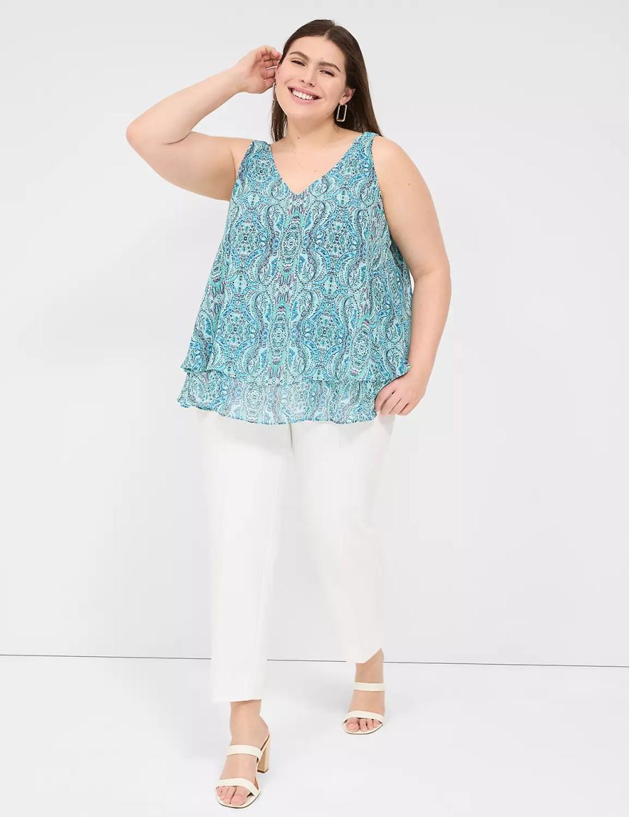 Lane Bryant Swing Double-Layer Chiffon Tanktop Dames Turquoise | TOM6012YI