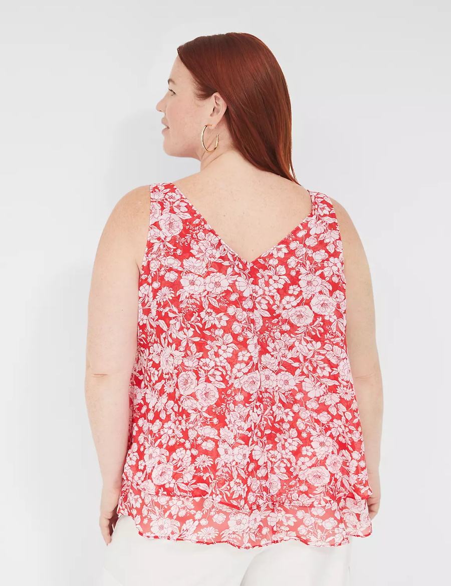 Lane Bryant Swing Double-Layer Chiffon Tanktop Dames Rood | SCM998HI
