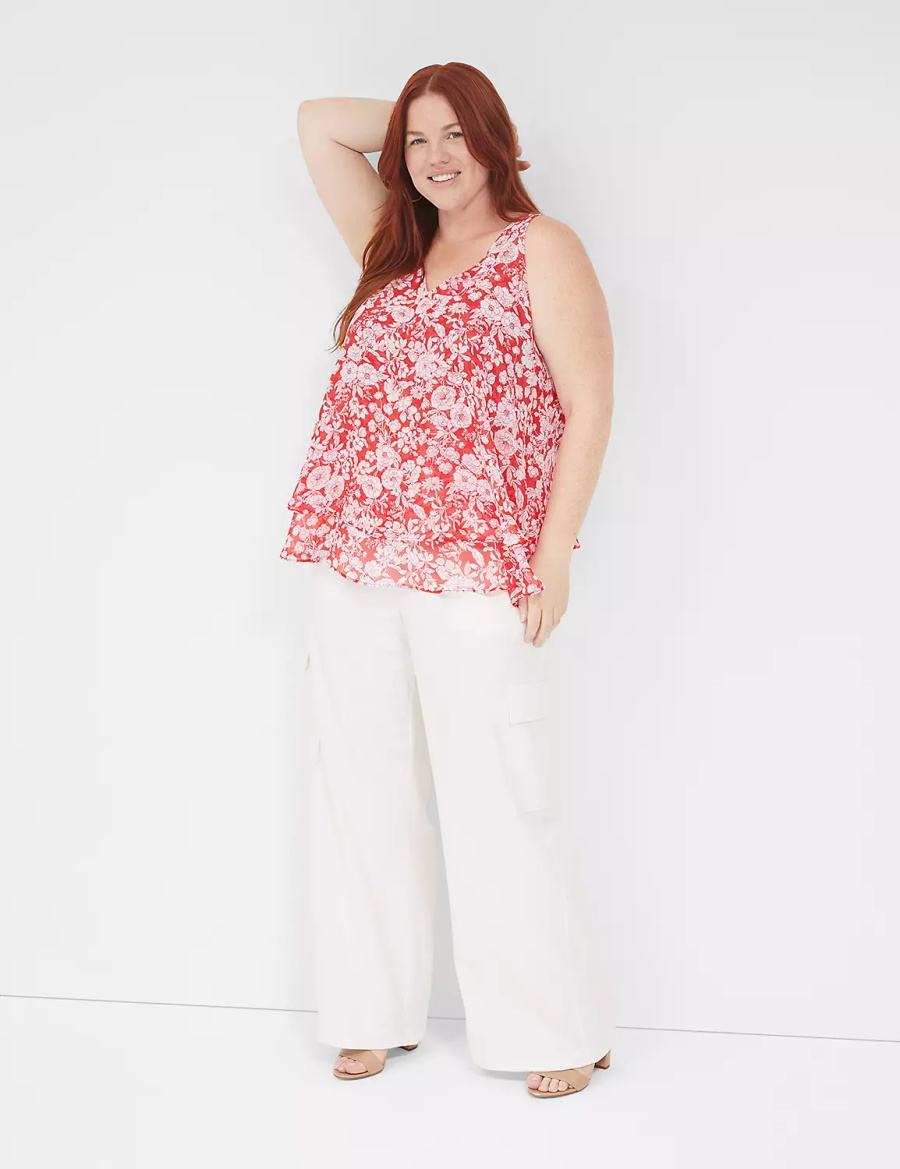 Lane Bryant Swing Double-Layer Chiffon Tanktop Dames Rood | SCM998HI