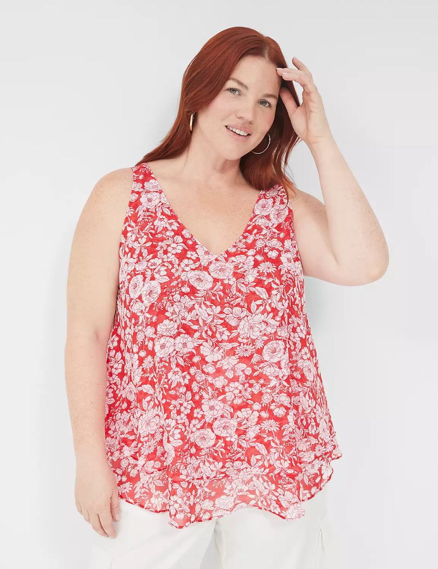 Lane Bryant Swing Double-Layer Chiffon Tanktop Dames Rood | SCM998HI