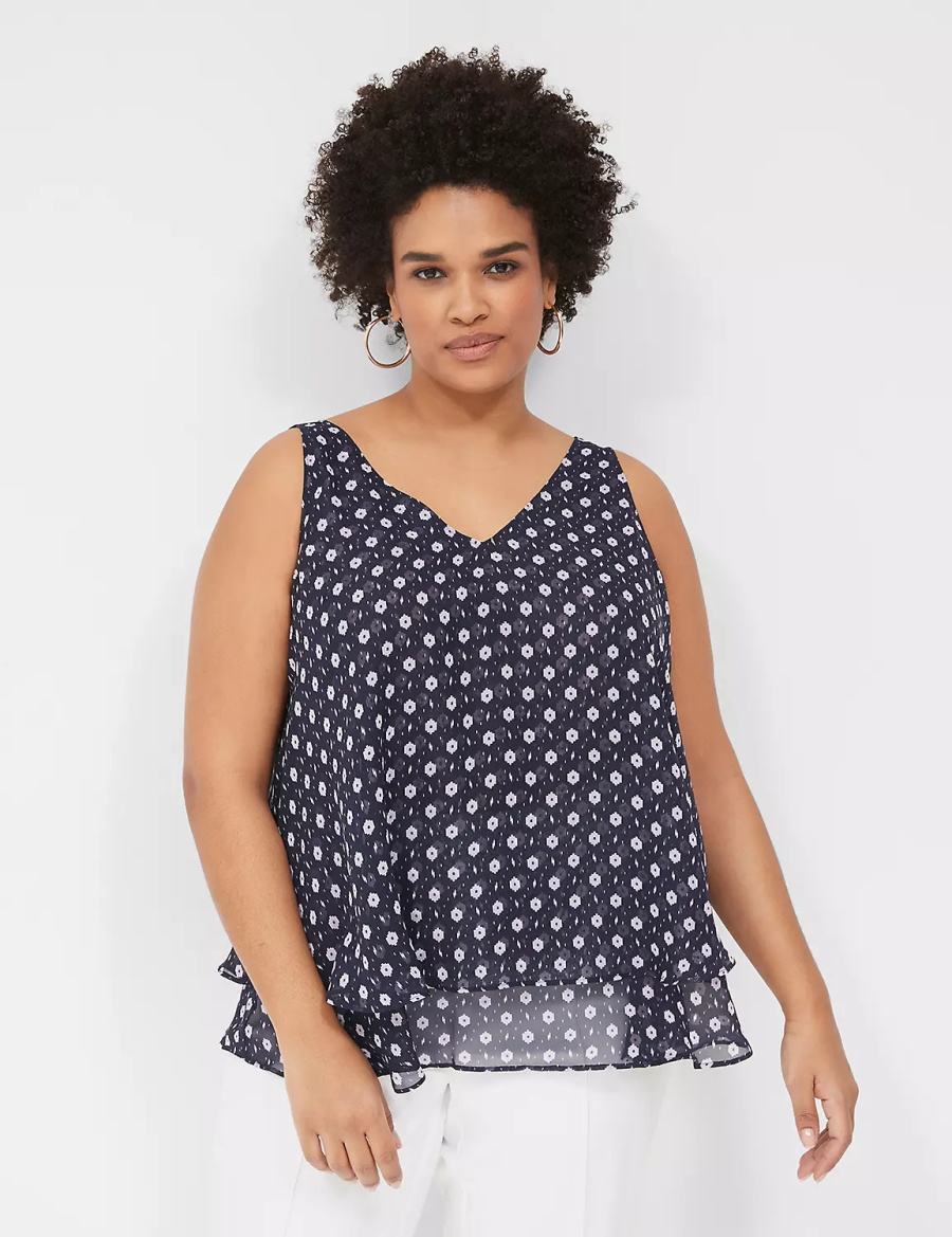 Lane Bryant Swing Double-Layer Chiffon Tanktop Dames Paars | LBY3656BG
