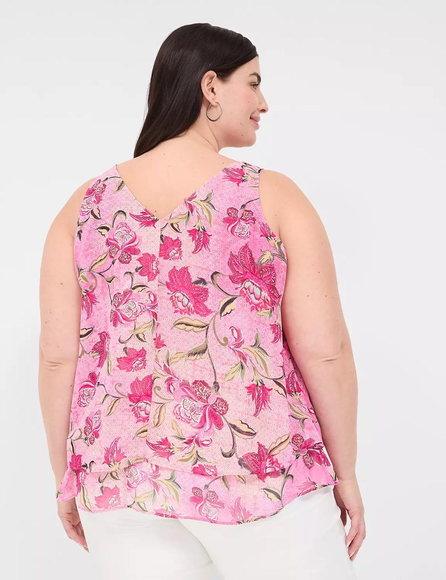 Lane Bryant Swing Double-Layer Chiffon Tanktop Dames Roze Roze | LRG5684GS