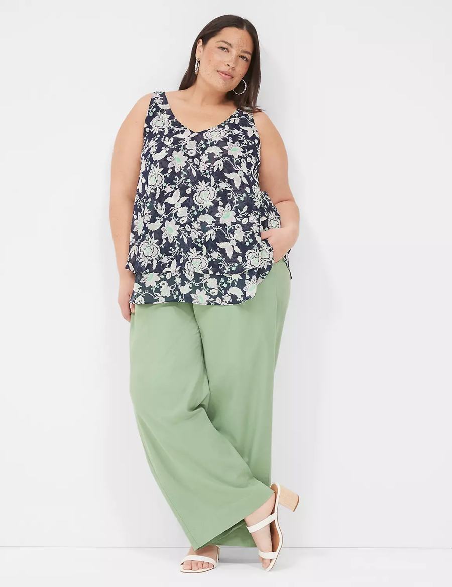 Lane Bryant Swing Double-Layer Chiffon Tanktop Dames Donkerblauw Paars | DPV9592SK