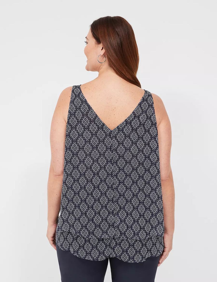 Lane Bryant Swing Double-Layer Chiffon Tanktop Dames Donkerblauw | YGY4595JG