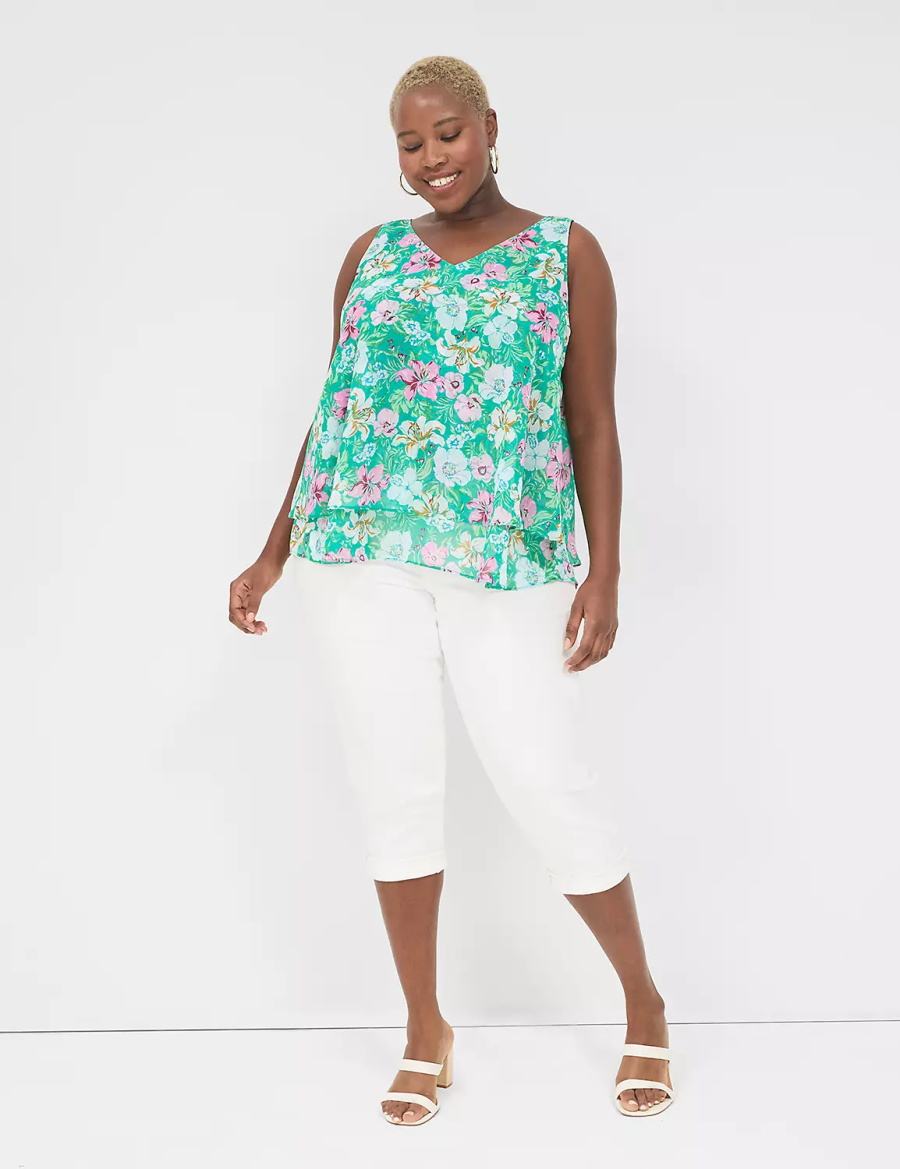 Lane Bryant Swing Double-Layer Chiffon Tanktop Dames Lichtturquoise | API7088FU