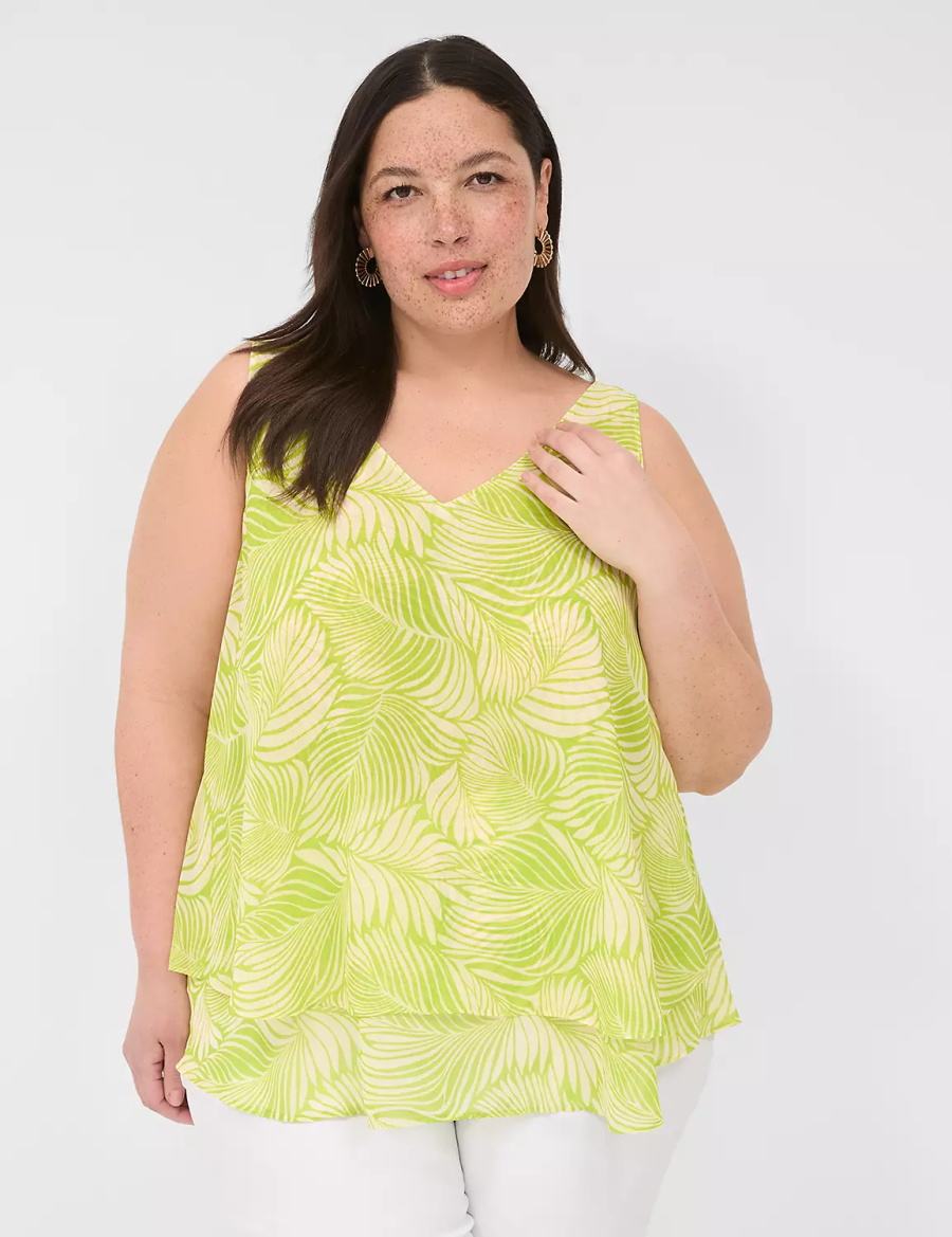 Lane Bryant Swing Double-Layer Chiffon Tanktop Dames Lichtgroen | DPM845EK