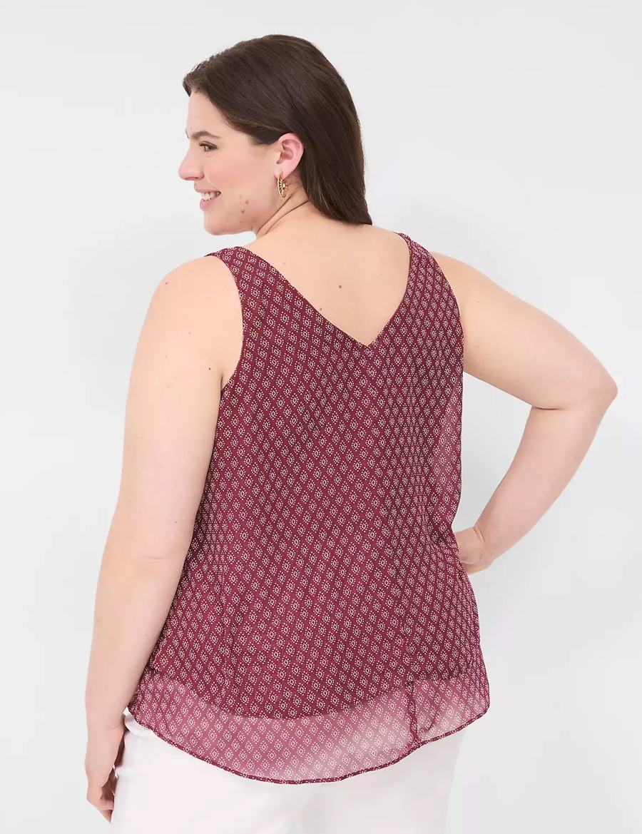 Lane Bryant Swing Double-Layer Chiffon Tanktop Dames Bordeaux | RIF968AL