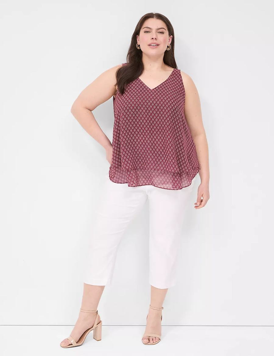 Lane Bryant Swing Double-Layer Chiffon Tanktop Dames Bordeaux | RIF968AL