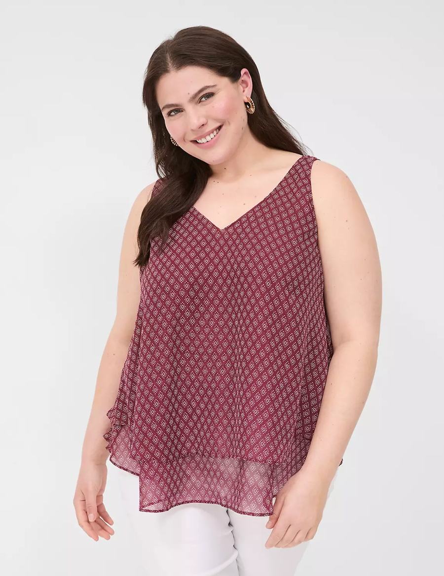 Lane Bryant Swing Double-Layer Chiffon Tanktop Dames Bordeaux | RIF968AL