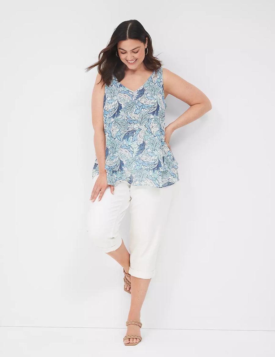 Lane Bryant Swing Double-Layer Chiffon Tanktop Dames Blauw | QFZ5950YF