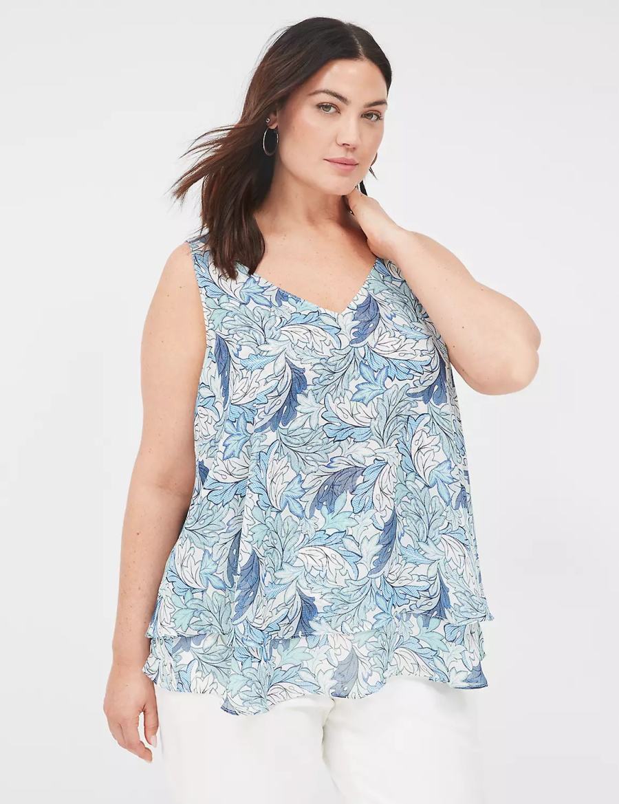 Lane Bryant Swing Double-Layer Chiffon Tanktop Dames Blauw | QFZ5950YF