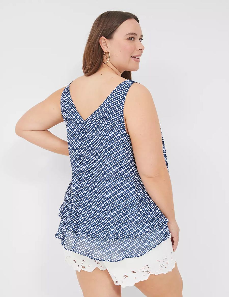 Lane Bryant Swing Double-Layer Chiffon Tanktop Dames Blauw | UEU652CK