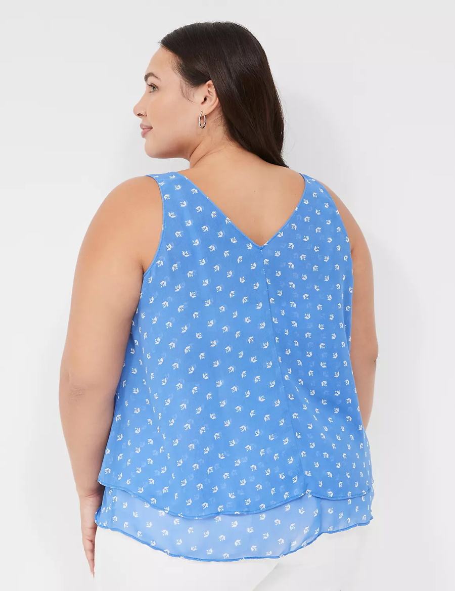 Lane Bryant Swing Double-Layer Chiffon Tanktop Dames Blauw | PXP2457VV