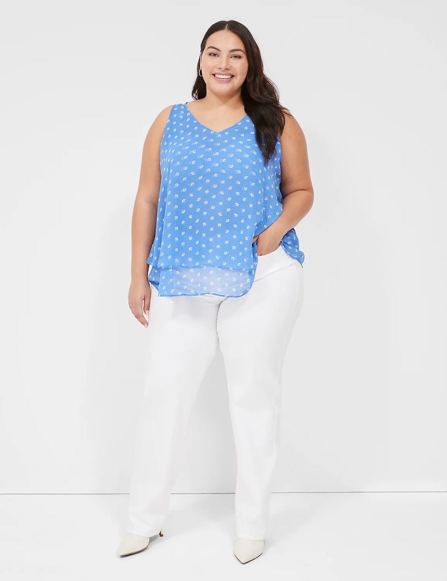 Lane Bryant Swing Double-Layer Chiffon Tanktop Dames Blauw | PXP2457VV