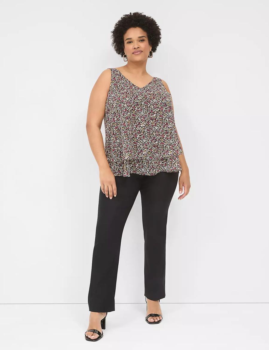 Lane Bryant Swing Double-Layer Chiffon Tanktop Dames Zwart Gekleurd | RXB1098NH