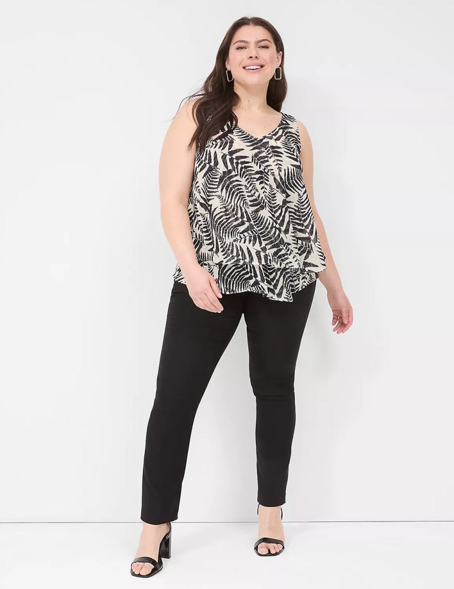 Lane Bryant Swing Double-Layer Chiffon Tanktop Dames Zwart | OOB4446VT