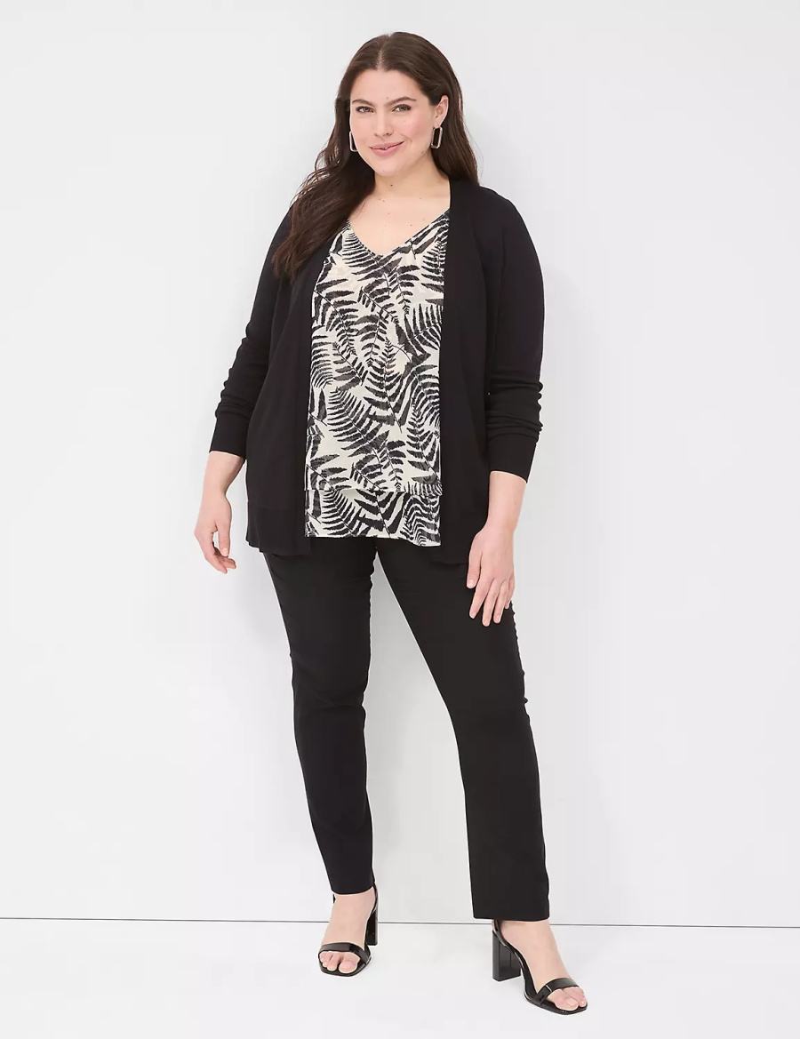 Lane Bryant Swing Double-Layer Chiffon Tanktop Dames Zwart | OOB4446VT