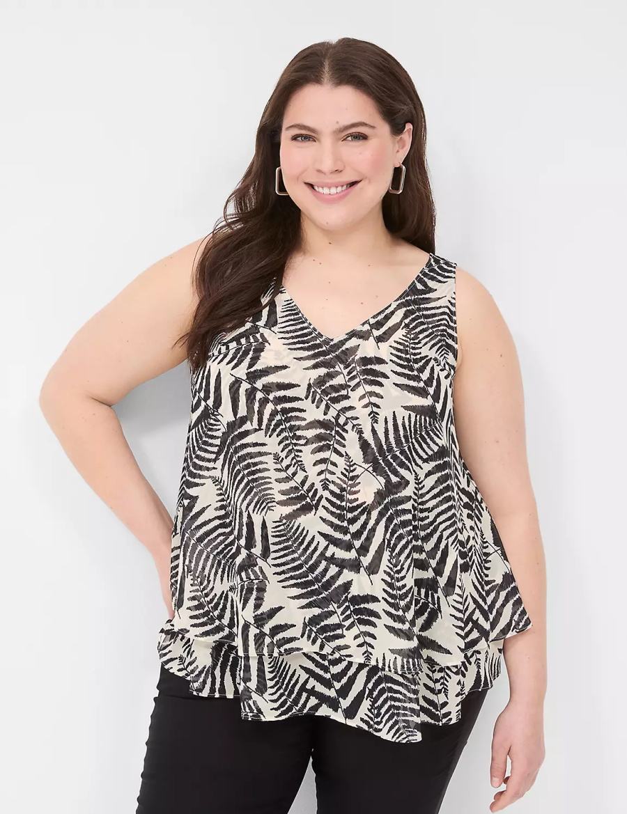 Lane Bryant Swing Double-Layer Chiffon Tanktop Dames Zwart | OOB4446VT