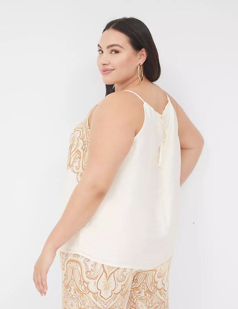 Lane Bryant Swing Satin Top Tanktop Dames Wit Bruin | OOK6193GY