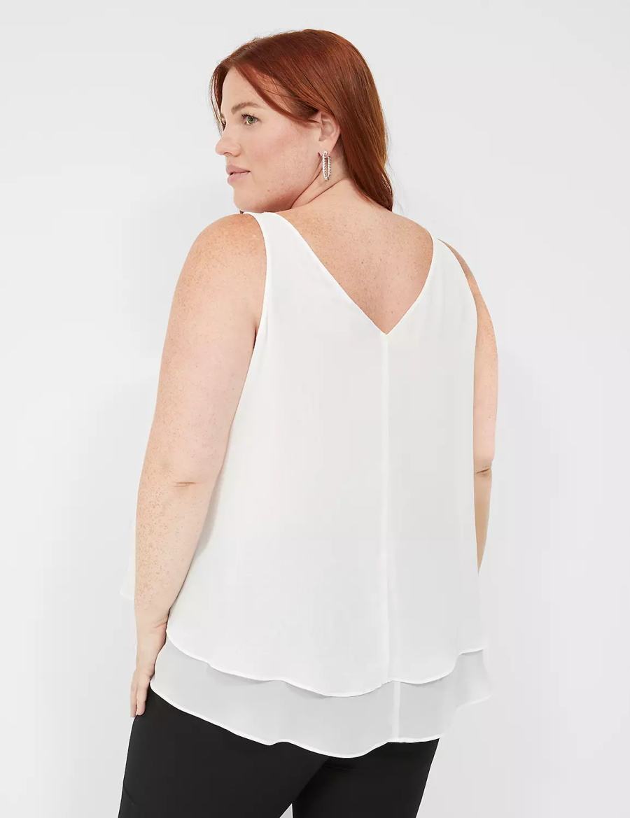 Lane Bryant Swing Sleeveless Double-Layer Shell Tanktop Dames Wit Roze | YRO3019EK