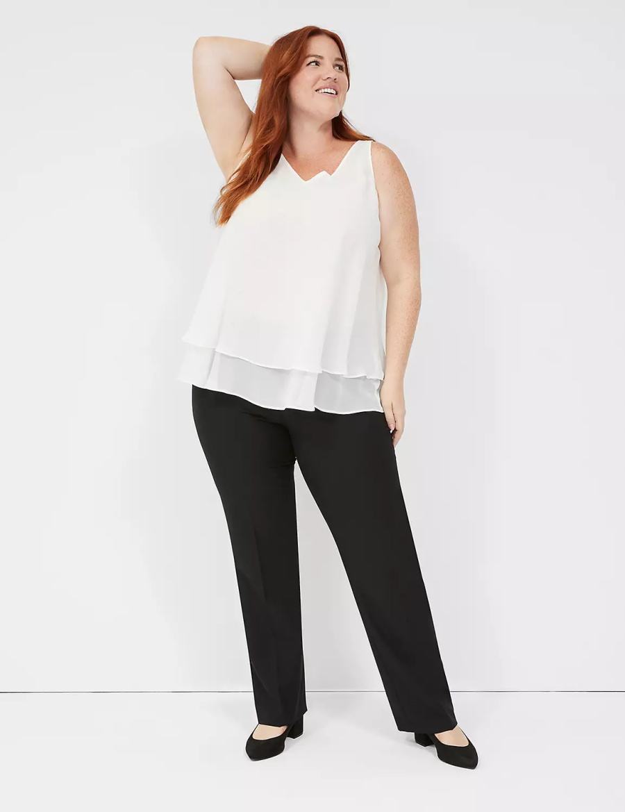 Lane Bryant Swing Sleeveless Double-Layer Shell Tanktop Dames Wit Roze | YRO3019EK