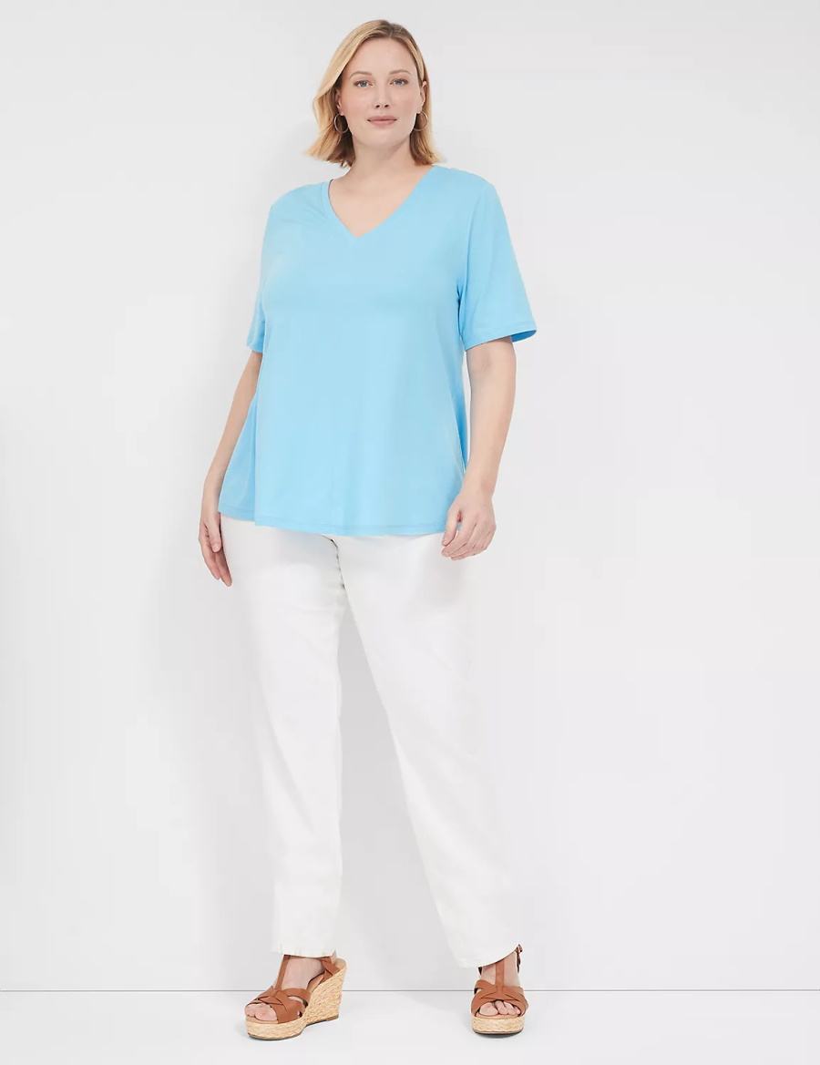 Lane Bryant Swing Strappy-Back Tee T-shirts Dames Blauw | PIG7931NI