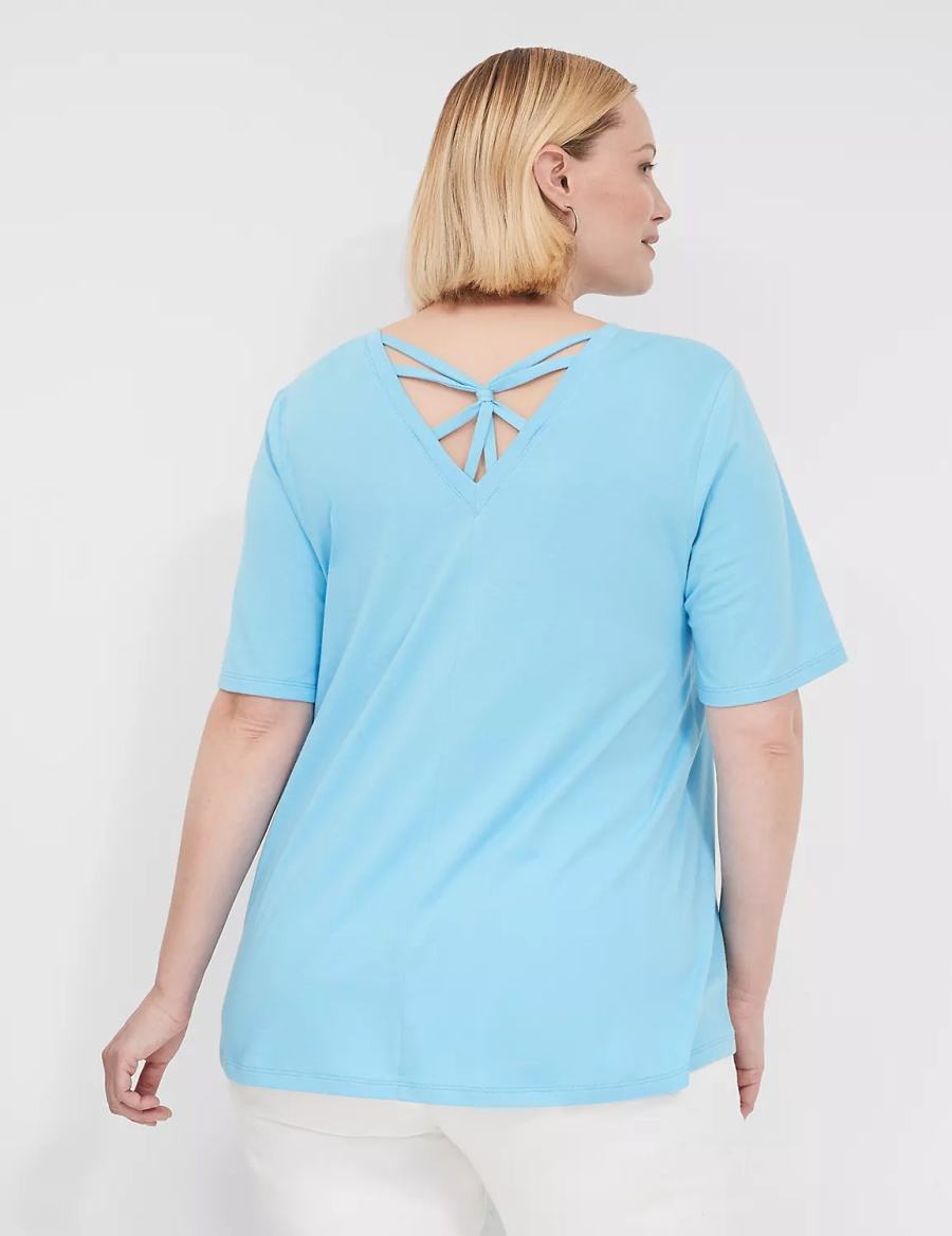 Lane Bryant Swing Strappy-Back Tee T-shirts Dames Blauw | PIG7931NI