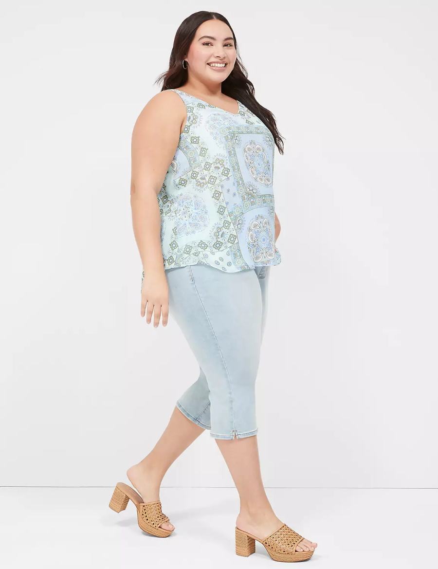 Lane Bryant Swing V-Neck Single-Layer Chiffon Tanktop Dames Blauw | LPJ9337GQ