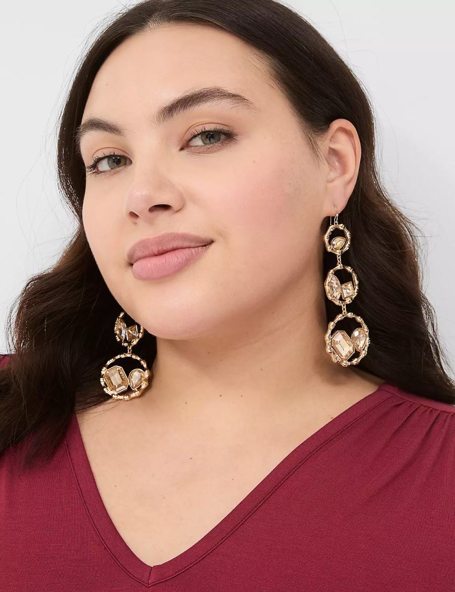 Lane Bryant Textured Imitation Stone Drop Oorbellen Dames Goud | KDH3387YJ