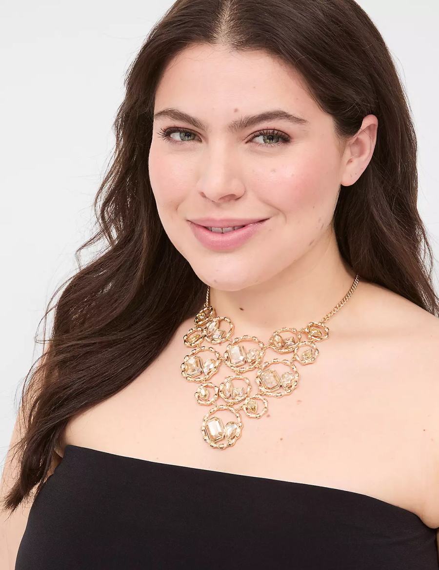 Lane Bryant Textured Imitation Stone Statement Ketting Dames Goud | MCQ9922MD