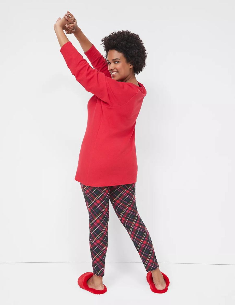 Lane Bryant Thermal Henley Tee & Legging PJ Set Pyjama Dames Rood Gekleurd | HRJ8942PG
