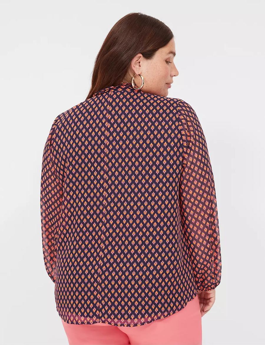 Lane Bryant Tie-Neck Popover Blouse Dames Zwart Rood | VYJ2295SN