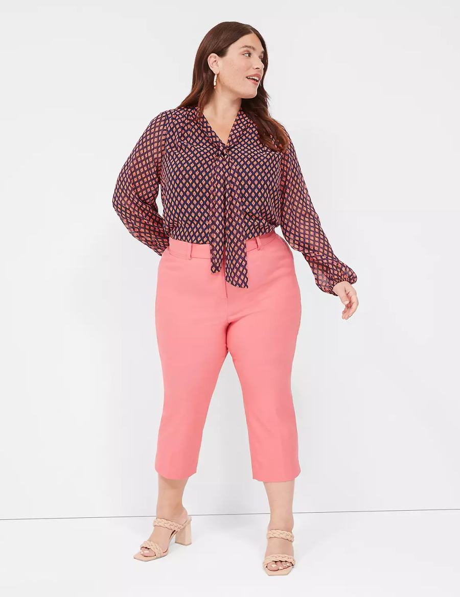 Lane Bryant Tie-Neck Popover Blouse Dames Zwart Rood | VYJ2295SN