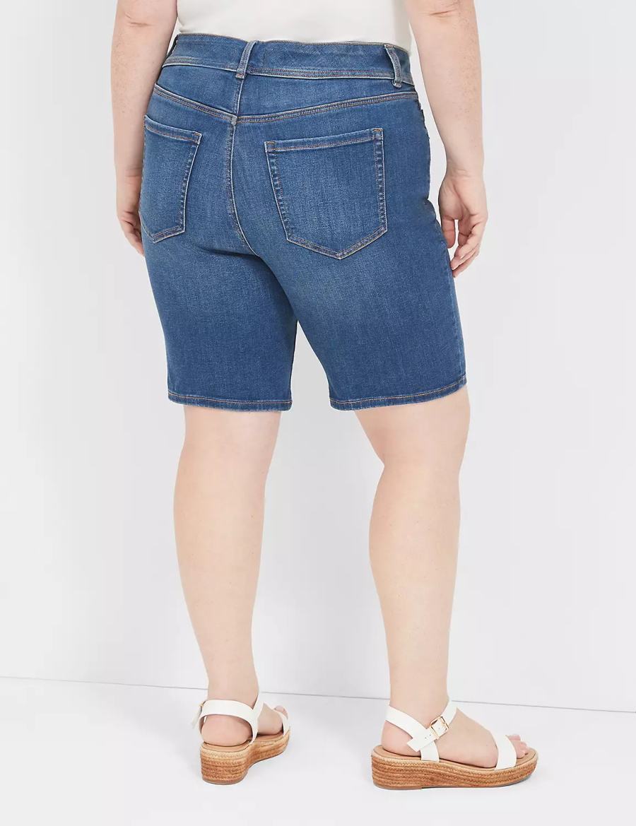 Lane Bryant Tighter Tummy Fit High-Rise Bermuda Jean Korte Broek Dames Blauw | KJD9451HA