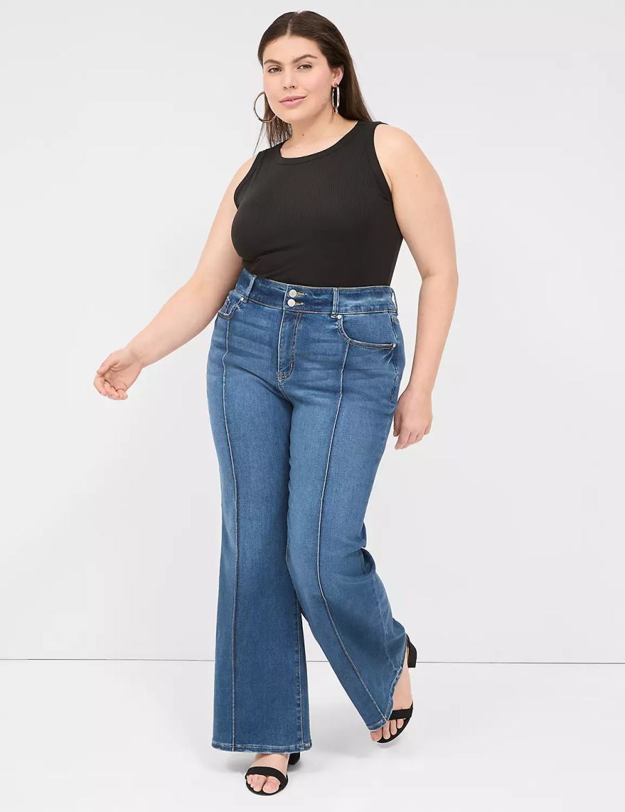 Lane Bryant Tighter Tummy Fit High-Rise Flare Jeans Dames Blauw | HPD9269PL
