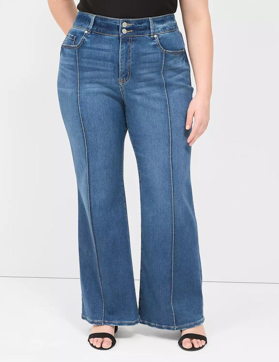 Lane Bryant Tighter Tummy Fit High-Rise Flare Jeans Dames Blauw | HPD9269PL