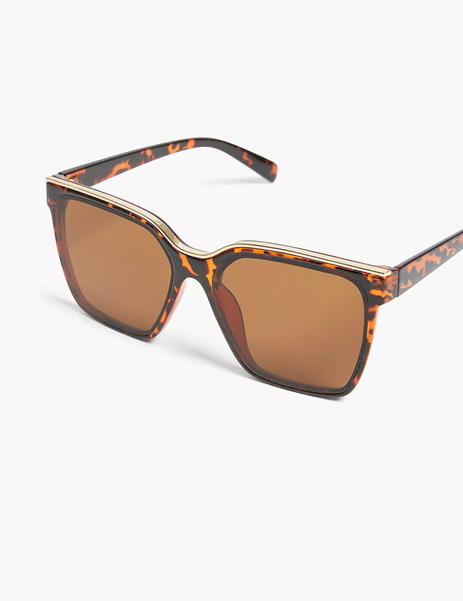 Lane Bryant Tortoiseshell Print Jelly Embellished Cateye Zonnebril Dames Bruin Zwart | SIN1172UW