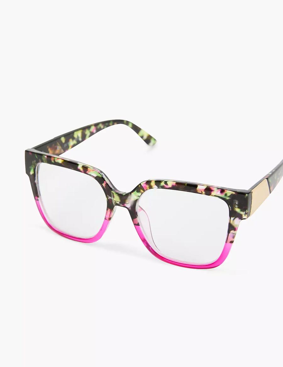 Lane Bryant Tortoiseshell Print & Pink Cateye Reading Bril Dames Zwart Rood | EAD4688QB
