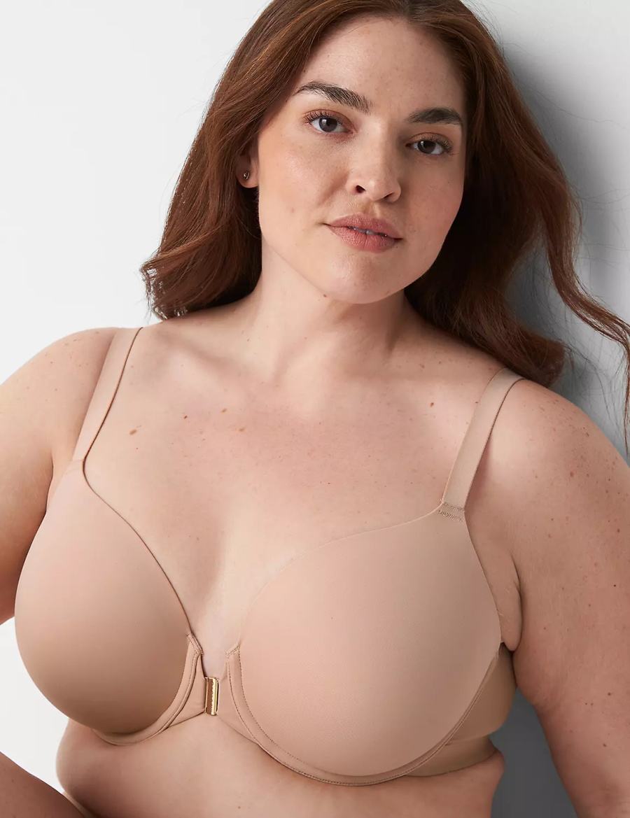 Lane Bryant Totally Smooth Full Coverage Front-Close Bralettes Dames Beige | VYL9241DY