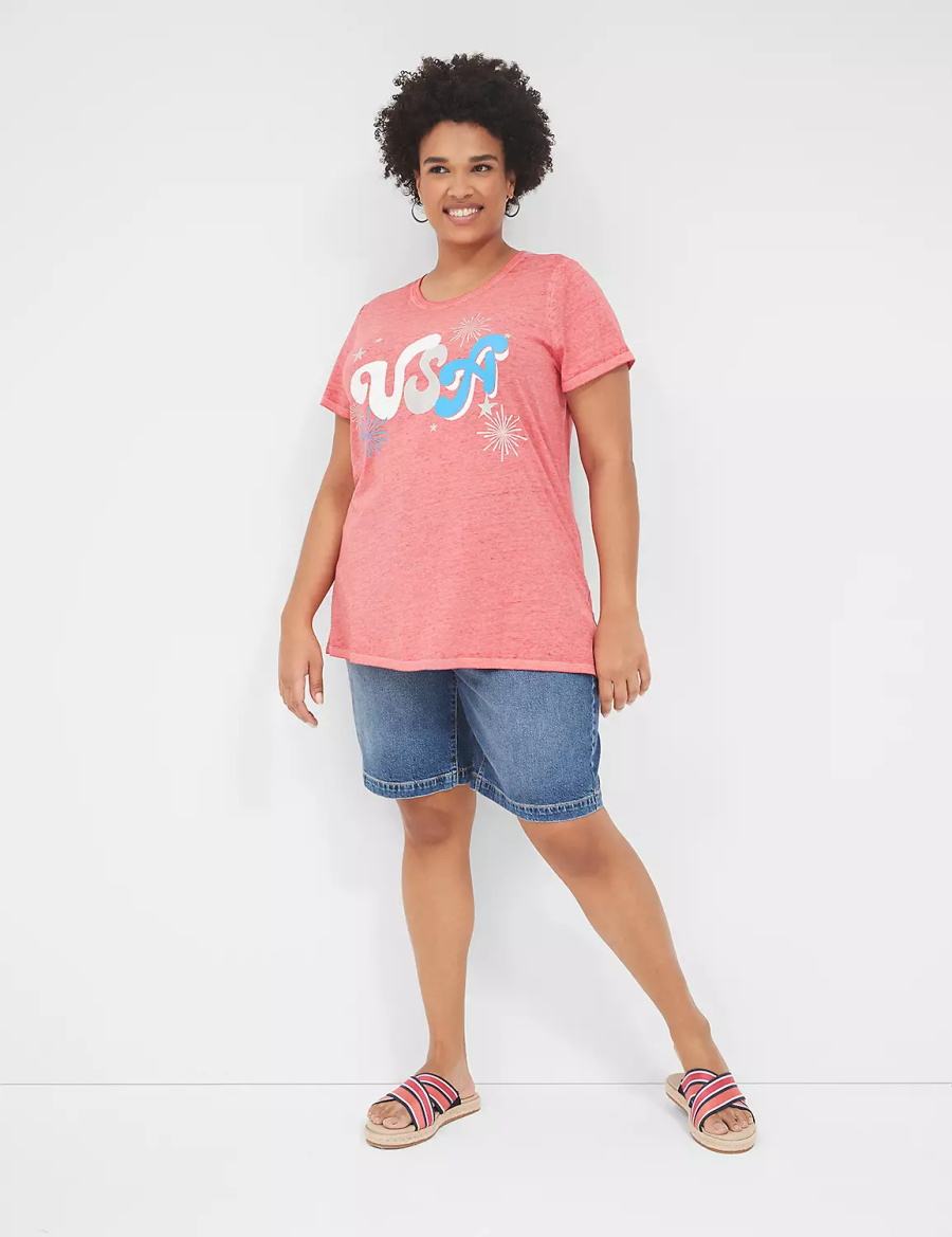 Lane Bryant USA Graphic Tee T-shirts Dames Rood | MGU7012TB