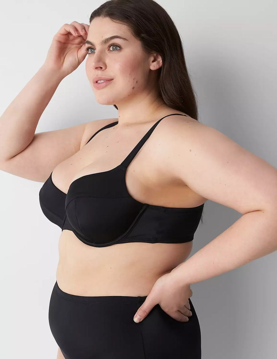 Lane Bryant Underwire Balconette Swim Bikinitop Dames Zwart | EMP8077FD