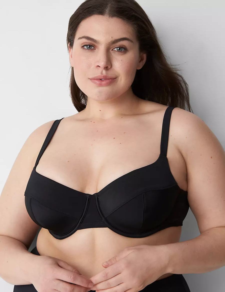 Lane Bryant Underwire Balconette Swim Bikinitop Dames Zwart | EMP8077FD