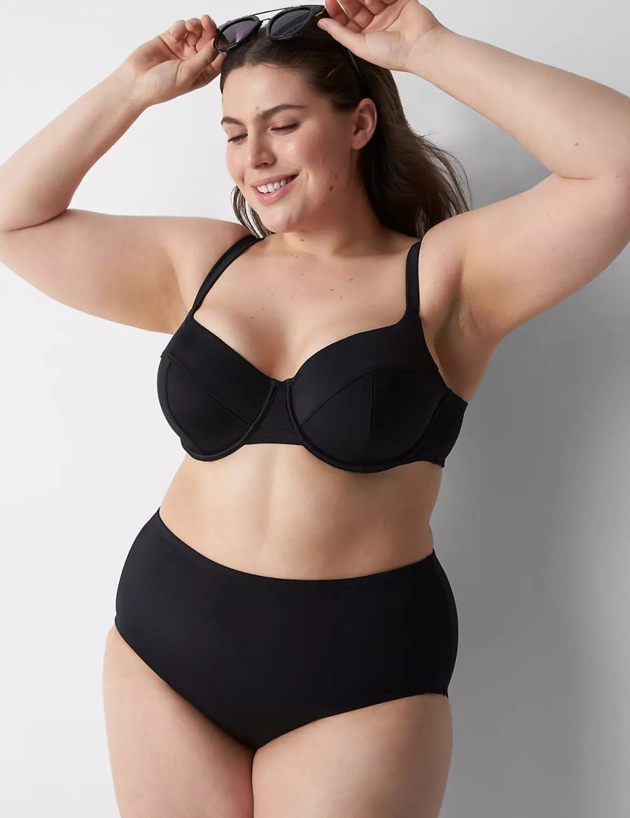 Lane Bryant Underwire Balconette Swim Bikinitop Dames Zwart | EMP8077FD