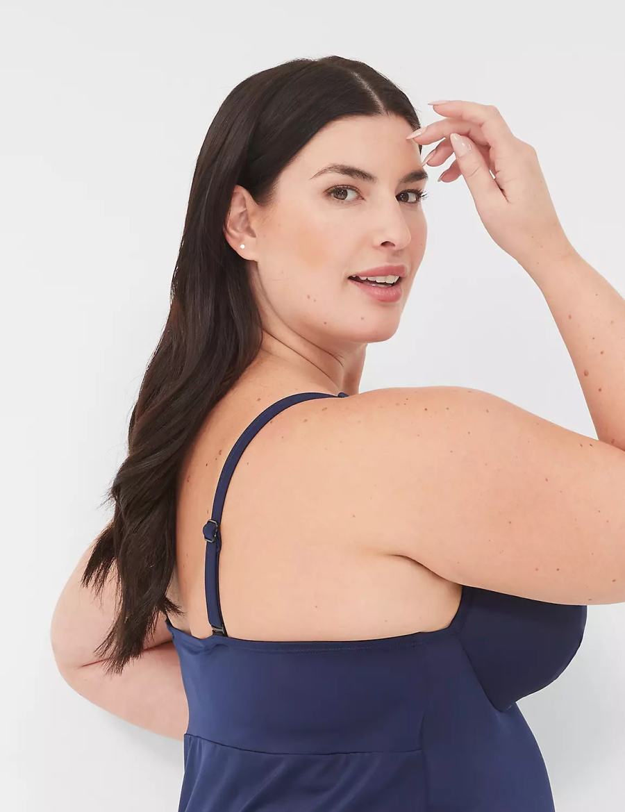 Lane Bryant Underwire Knot-Front Tankini Bikinitop Dames Blauw | YLW2830XA