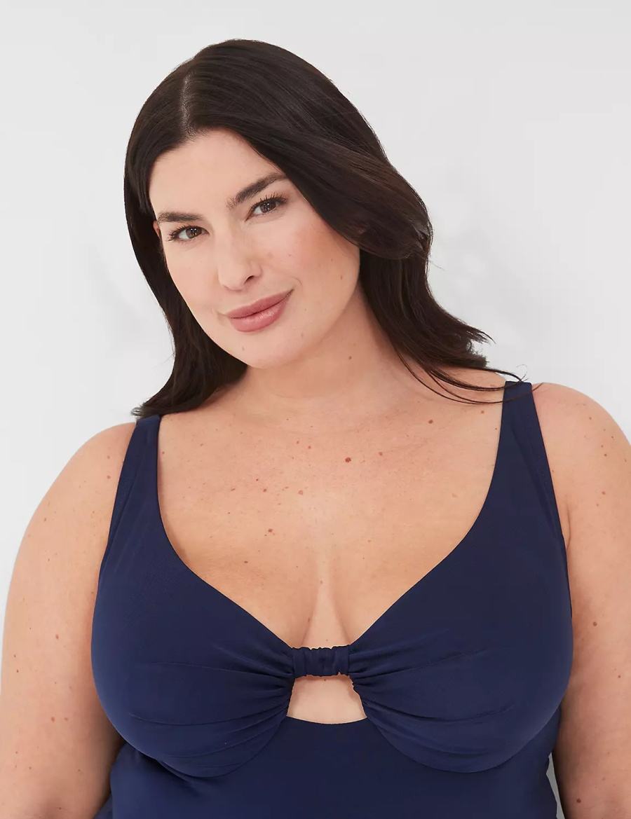 Lane Bryant Underwire Knot-Front Tankini Bikinitop Dames Blauw | YLW2830XA
