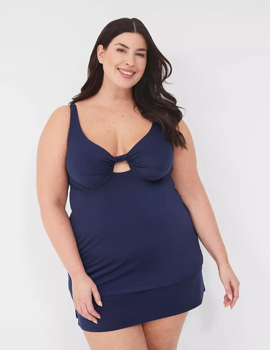 Lane Bryant Underwire Knot-Front Tankini Bikinitop Dames Blauw | YLW2830XA