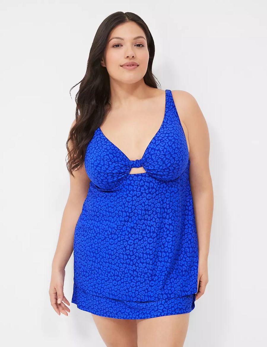 Lane Bryant Underwire Knot-Front Tankini Bikinitop Dames Donkerblauw | EJJ584LT