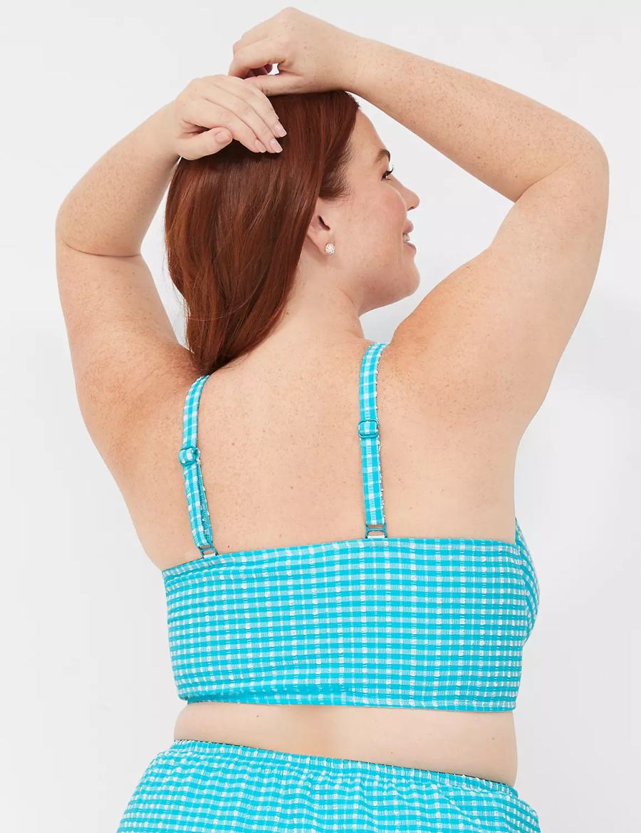 Lane Bryant Underwire Longline Bikinitop Dames Blauw Wit | LZT2863CY