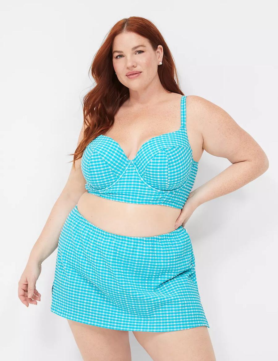 Lane Bryant Underwire Longline Bikinitop Dames Blauw Wit | LZT2863CY