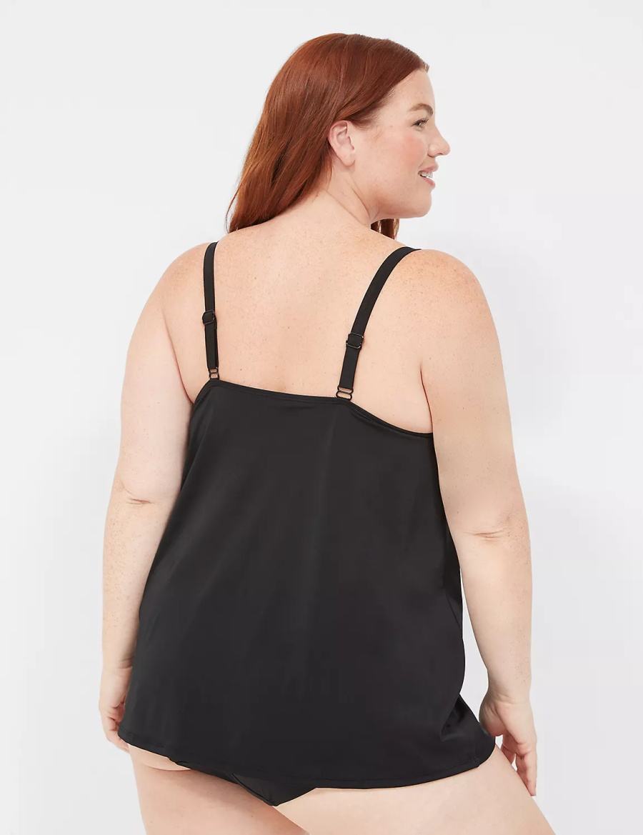 Lane Bryant Underwire O-Ring Tankini Bikinitop Dames Zwart | KGU747GQ